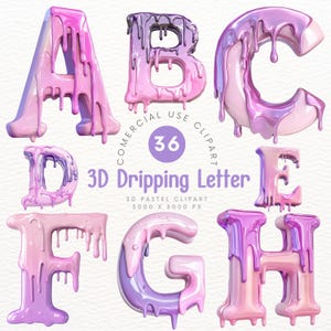 3D Kroplująca Litera A Clipart - Uroczy i Fantazyjny Alfabet Sztuka Dekoracja Clipart Scrapbooking DIY