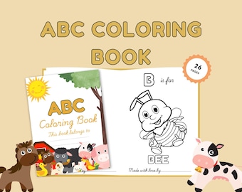 ABC-kleurboek, babyshoweractiviteit, eerste ABC-boek, kleurplaten voor kinderen, ABC-flashkaarten, kleuralfabet, werkbladen voorschoolse