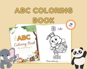 ABC-kleurboek, babyshoweractiviteit, eerste ABC-boek, kleurplaten voor kinderen, ABC-flashkaarten, kleuralfabet, werkbladen voorschoolse