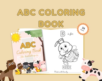 ABC-kleurboek, babyshoweractiviteit, eerste ABC-boek, kleurplaten voor kinderen, ABC-flashkaarten, kleuralfabet, werkbladen voorschoolse