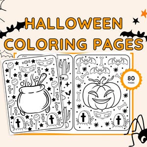 Halloween Coloring Pages for Kids - Printable bundle of 80 fun and spooky designs for creative halloween activities and party fun!