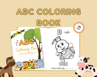 ABC-kleurboek, babyshoweractiviteit, eerste ABC-boek, kleurplaten voor kinderen, ABC-flashkaarten, kleuralfabet, werkbladen voorschoolse