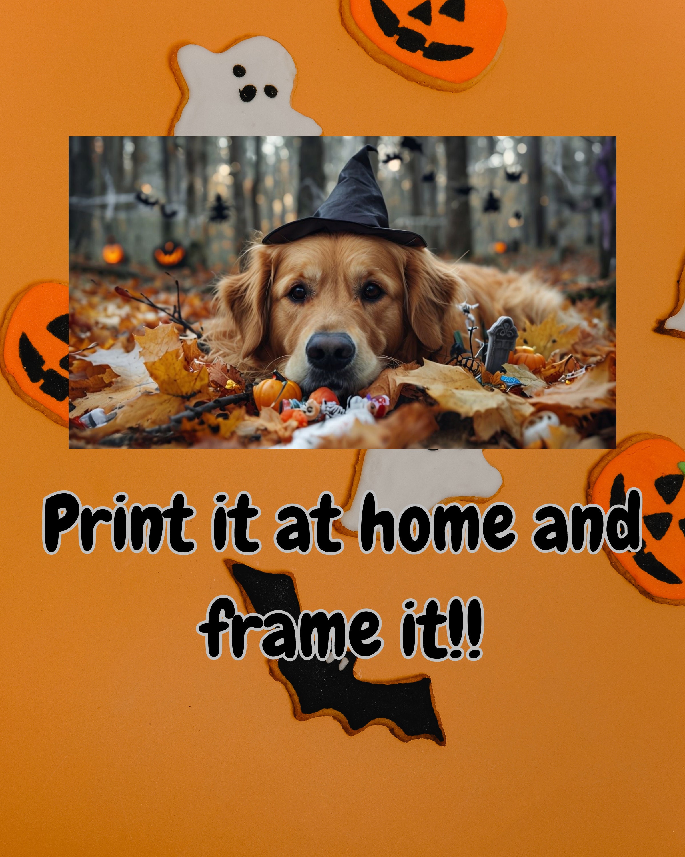 Golden Retriever Halloween Wall Art Poster Print PRINTABLE Watercolor ...