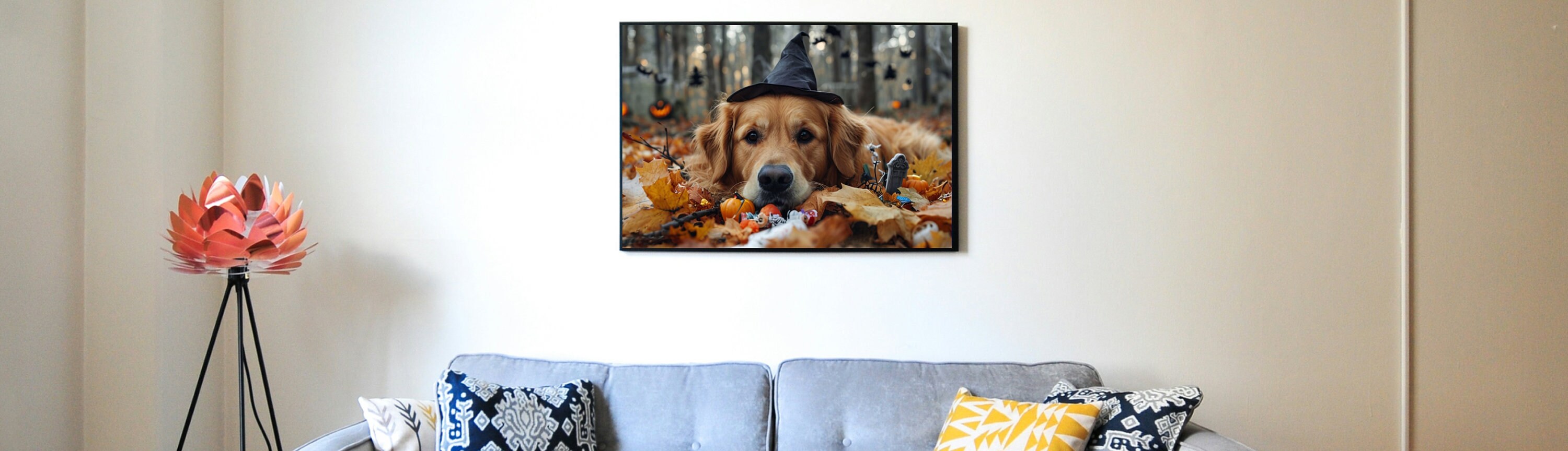 Golden Retriever Halloween Wall Art Poster Print PRINTABLE Watercolor ...