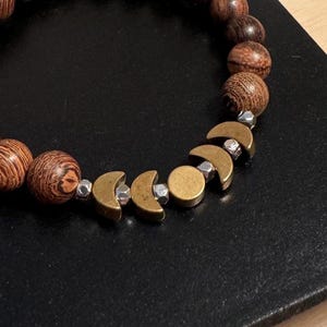 Moon Phase Bracelet | Amazonite Stacked Stones | Stacking Bracelet Wenge Wood | Process Photos