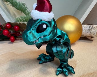 Weihnachtsstimmung Dino | Art der Glieder | 3D Druck | Schreibtisch Dekor | Fidget Spielzeug | Verschenkbar | Weihnachtsgeschenk