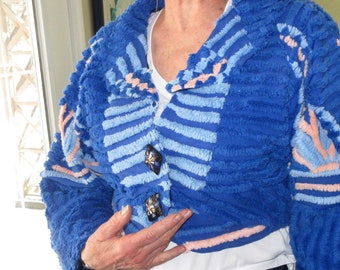 Women's Vintage Inspired Hippie Chenille Shorty Jacket/Fully Lined/Size Small/USA Handmade, free shipping