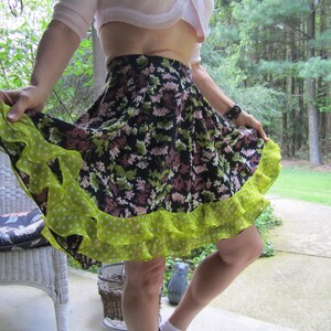 Bohemian Girl&#39;s, Women&#39;s Boho Swing Skirt/Charmeuse Crepe/Size Small, USA Handmade, free shipping