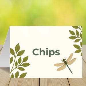 Editable Bug Theme Food Tent Label for Kids Party Table, Foldable Buffet Tag Template in Canva, Printable Insect Place Card