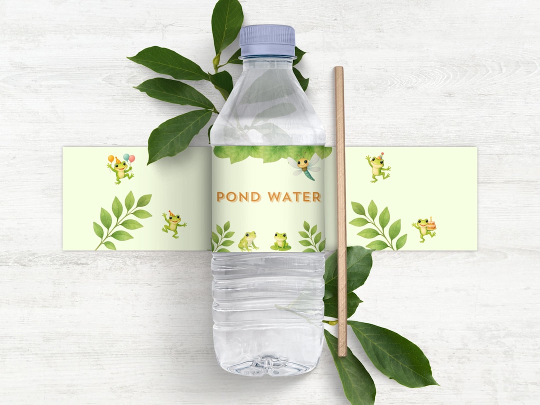 Water Bug Label Pond Water Frog Water Bottle Label Printable Editable Template Greenery ...