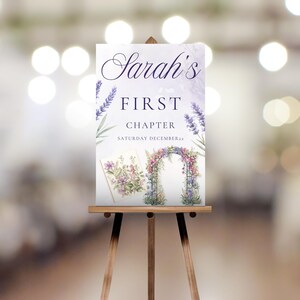 First Chapter Welcome Sign, 24x36 Canva Template, Editable Birthday Poster, Floral Party Sign, Girl First Birthday, Instant Download