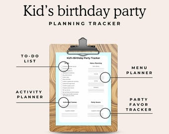 Kids Birthday Party Planner, Printable Party Checklist, Editable Canva Template, Party Planning Tracker, Instant Download