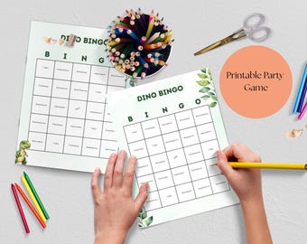 Bingo de Dinossauros para Crianças, Jogo de Aniversário, Download Instantâneo, Atividade para Festa Infantil, Jogo de Bingo Divertido