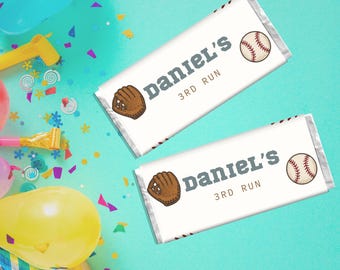 Baseball drip, Editable Candy Bar Wrapper, 3rd Birthday Favor, Canva Template for Kids, Printable Treat Label, Digital Candy Wrap Download