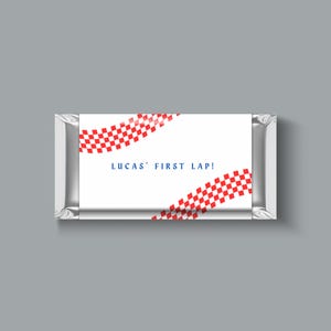 Racing Candy Bar Wrapper, First Lap 1st Birthday Party Favor, Editable Canva Template, Checkered Flag Theme, Printable Digital Download
