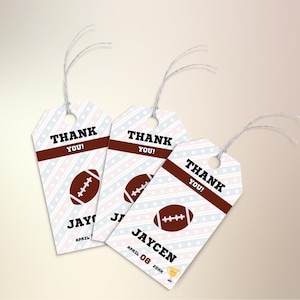 Football Thank You Tags | Sports Birthday Party Favor Tags | Editable Canva Template | Personalized Gift Tags | Instant Download