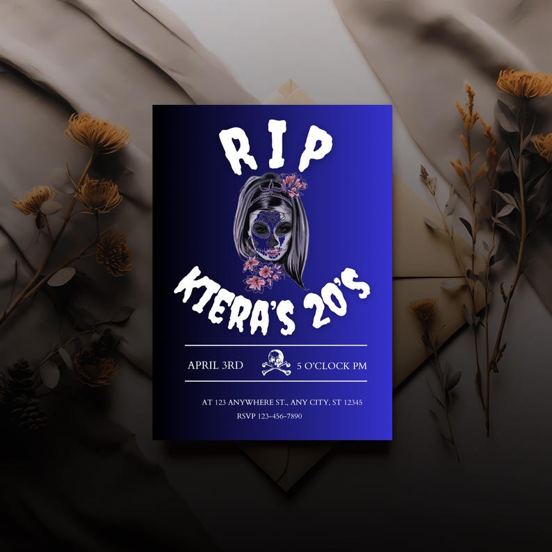 Editable RIP 20s Birthday Invitation 5x7 Printable Digital Download Fun