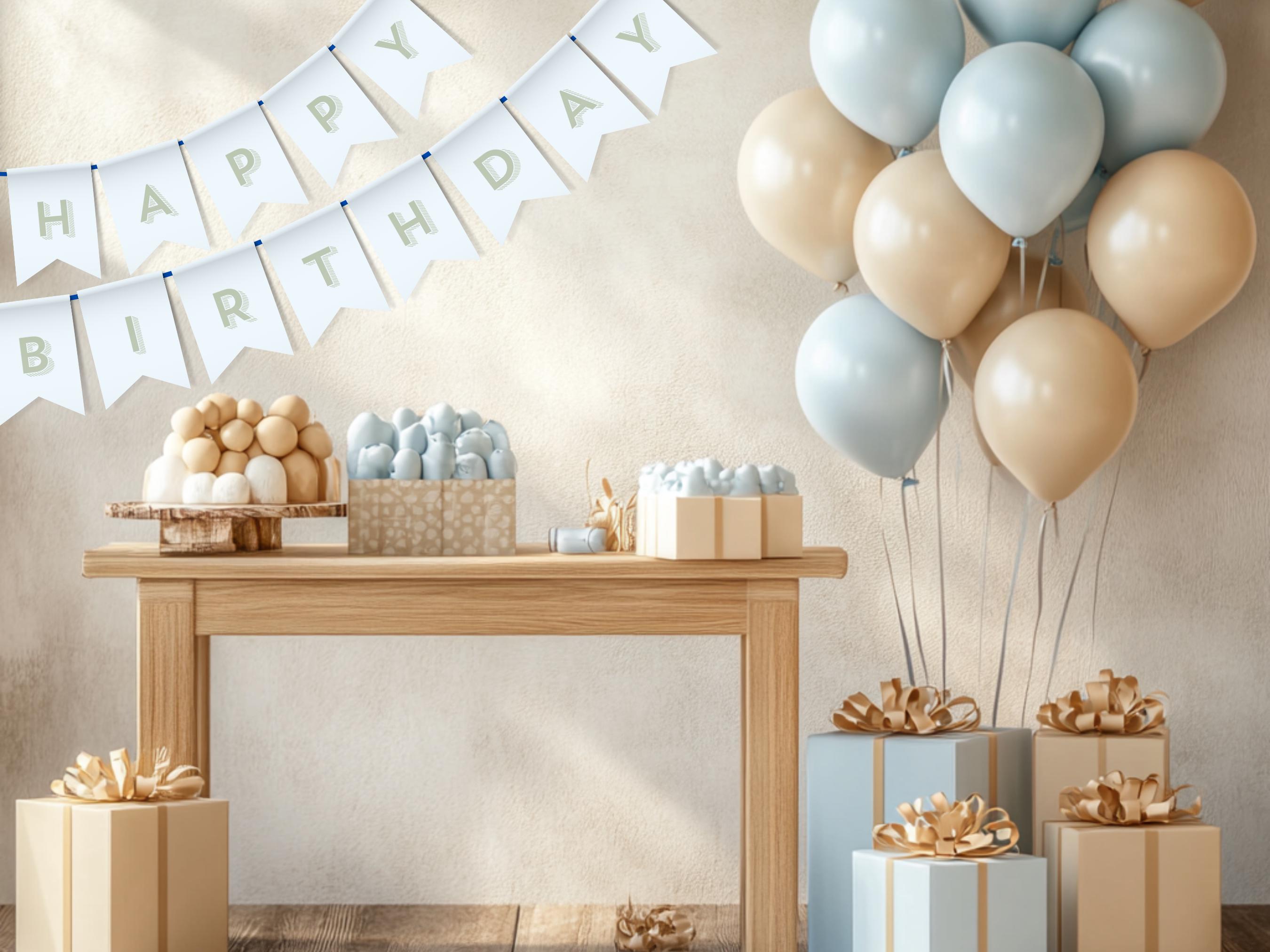 Beary Blue Happy Birthday Banner Editable Printable Teddy Bear Bunting ...