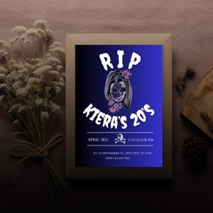 Editable RIP 20s Birthday Invitation | 5x7 Printable Digital Download | Fun 30th Birthday Invitation Template | Customizable in Canva