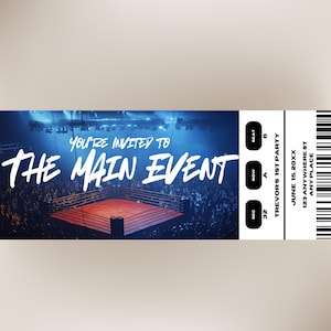 Einladung zum ersten Geburtstag im Wrestling-Design, einzigartige Wrestling-Themenparty, Einladung zum ersten Geburtstag des Jungen, anpassbar in Canva