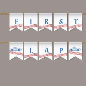 Race Car Birthday Banner, Racing Party Bunting, Editable Canva Template, Checkered Flag Theme, Printable Digital Download