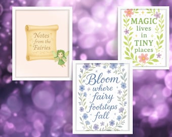 Fairy birthday party signs printable enchanted garden decor girl magic theme 8x10 whimsical fairy quote wall art PDF