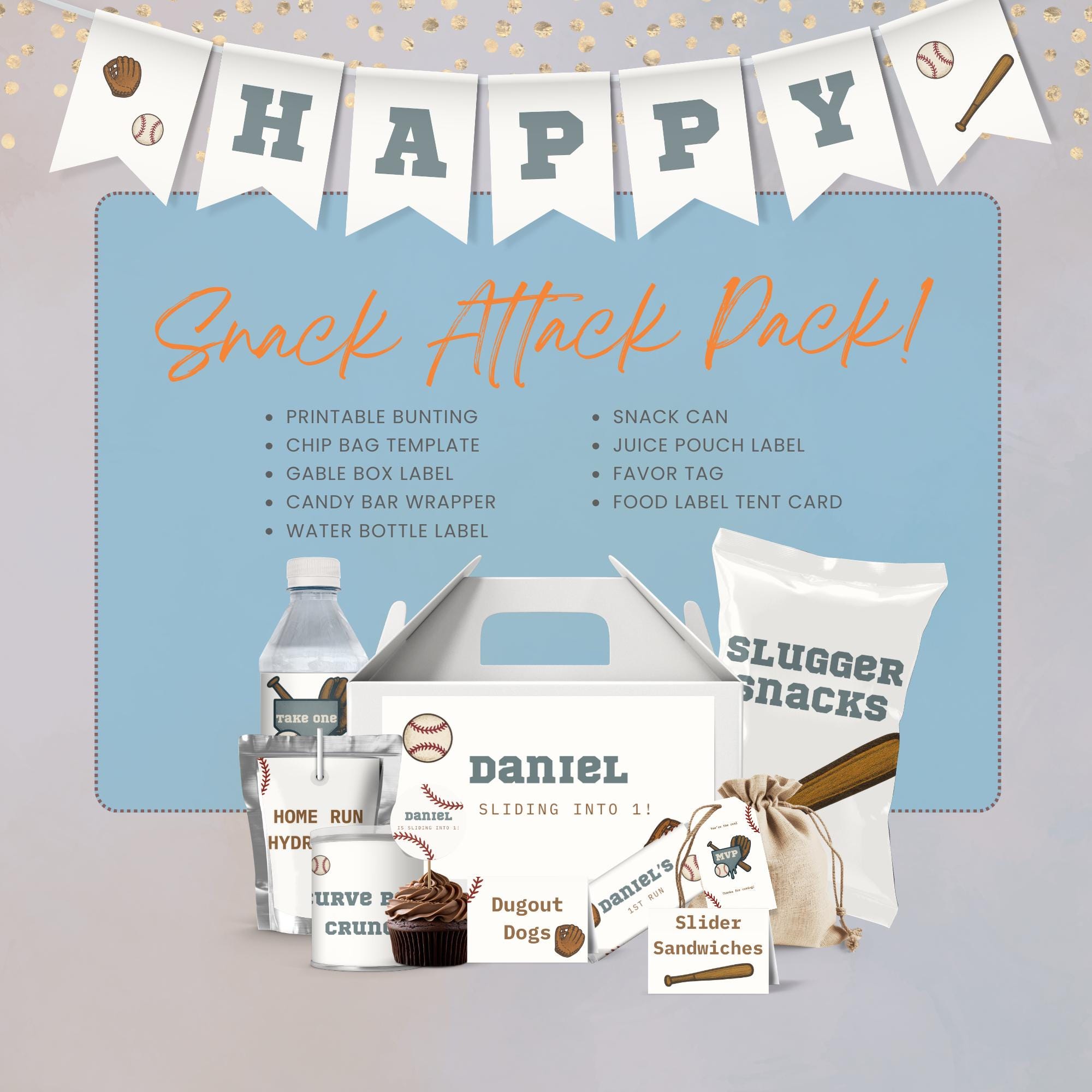 Baseball Drip First Birthday Party Printable Bundle for MVP Theme With ...