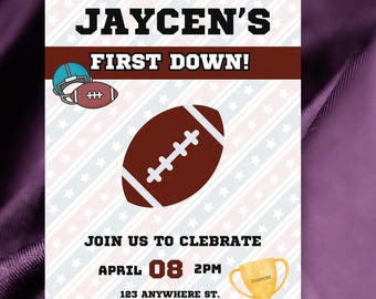 First Down Football Birthday Invitation: Editable Canva Template (5x7)