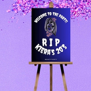 Editable RIP 20s Birthday Welcome Sign | 24x36 Printable Digital Download | Fun 30th Birthday Sign Template | Customizable in Canva