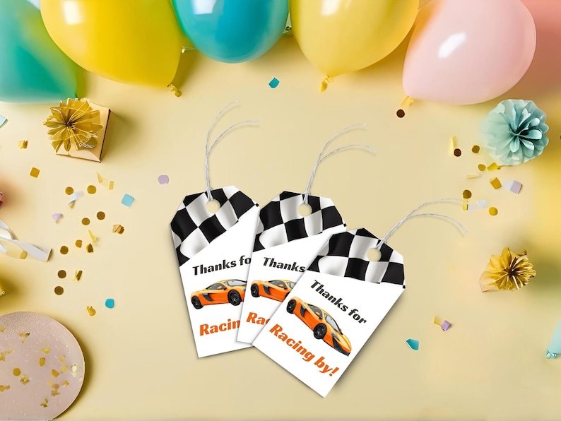 Race Car Party Favor Tags, Fast One Birthday Gift Tags, Racing Theme ...