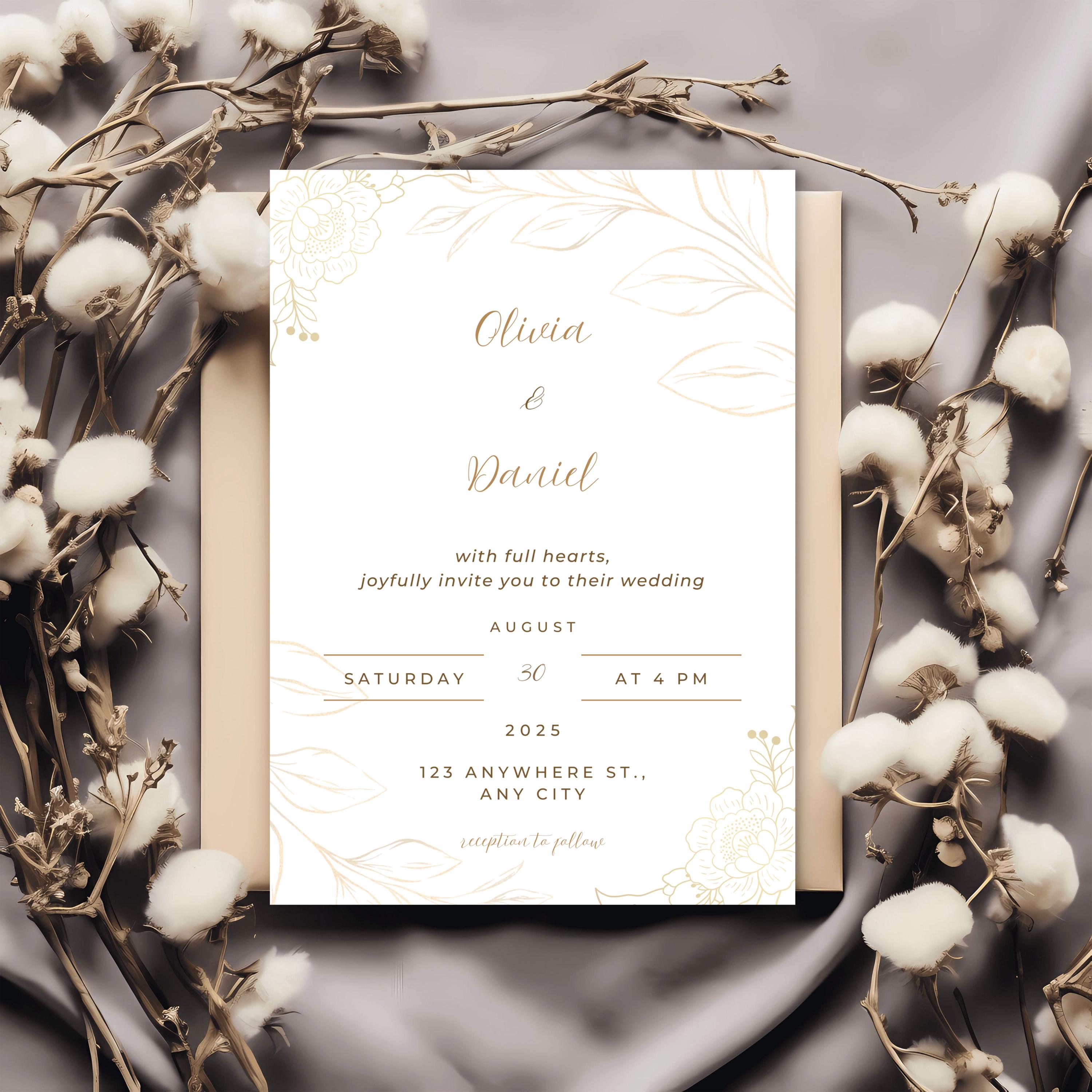 Simple, Minimalist Wedding Invitation Template Digital, Editable in ...