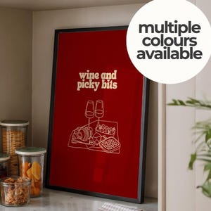 Picky Bits Print retro, wine print wall art, bold typography, framed or unframed