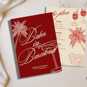 Barcelona hen do digital template, editable weekend itinerary, Canva download