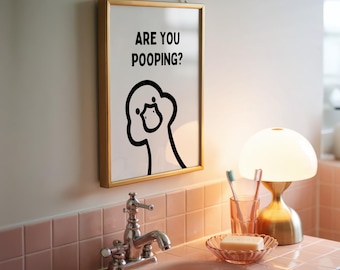 Print, Funny Duck Bathroom Art, Minimalist Toilet Humour, Physical