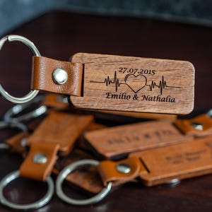 Porte-clés en bois personnalisé, pendentif en bois, gravure
