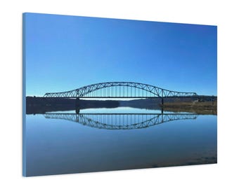 Photographic Art. Oil effect. Mississippi River bridge scene. Wall art. Canvas print