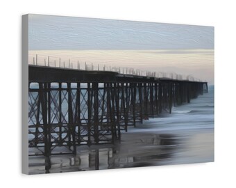 Photographic Art. Oil-effect. Pier. Coastal. Beach scene. Wall art. Canvas print
