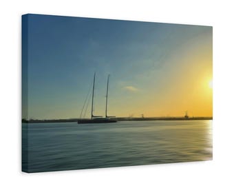 Photographic Art. Oil-effect. Sailing at sunset. Boating. Wall art. Canvas print