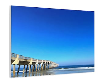 Photographic Art. Oil-effect. Pier. Coastal. Beach scene. Wall art. Canvas print