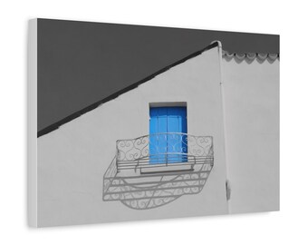 Photographic Art. Oil effect. Rustic European house. Color pop. Wall art. Canvas print