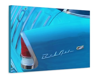 Arte fotográfico. Auto clásico. Chevy Belair vintage. Efecto óleo. Arte mural. Impresión en lienzo.
