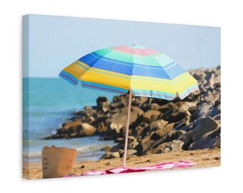 Photographic Art. Oil effect. Beach scene. Wall art. Canvas print