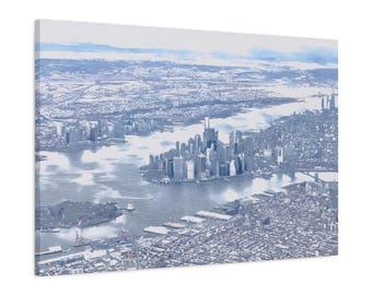 Photographic Art. Oil effect. New York City scene. Manhattan. City scape. Wall art. Canvas print