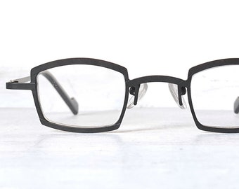 Quirky +1.25 Reading Glasses WIDE Bridge Square Metal Vintage Lightweight Matte Black Unisex