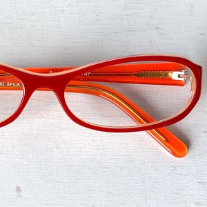 Acetate Reading Glasses 1.25 1.50 2.50 3.00 Narrow Skinny Rectangular Vintage 90s Red Orange Colorful Color Pop image 2