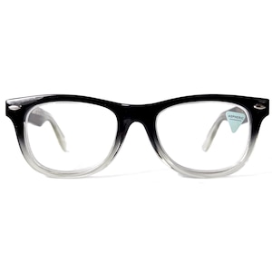 Retro +3.25 WIDE FIT Strong Reading Glasses Black Fade 1990s Handsome Rectangular Horn Rim