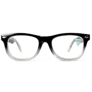 Retro +2.75 WIDE FIT Reading Glasses Black Fade 1990s Handsome Rectangular Horn Rim