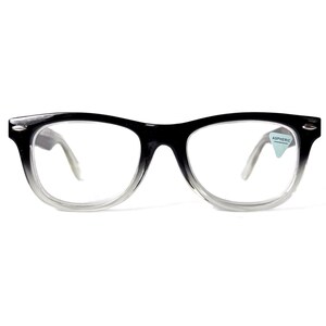 Retro +1.75 WIDE FIT Reading Glasses Black Fade 1990s Handsome Rectangular Horn Rim