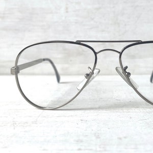 Vintage Eyeglasses Aviator 52 20-140 French Pilot 70s Low Profile Metal Silver Frames Eyewear Glasses