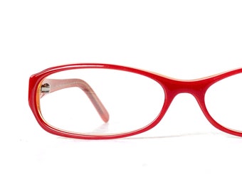 Acetate Reading Glasses +1.25 +1.50 +2.50 +3.00 Narrow Skinny Rectangular Vintage 90s Red Orange Colorful Color Pop